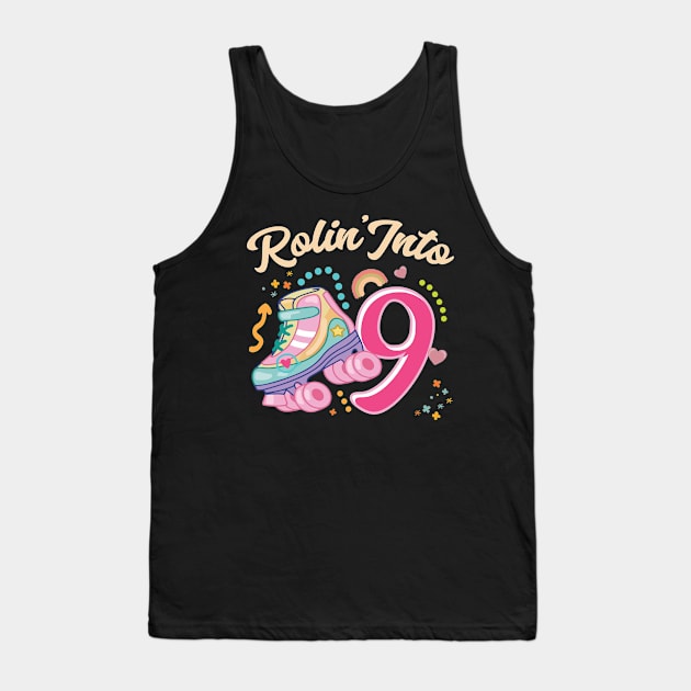 Roller Skate Groovy 9th Birthday Girls B-day Gift For Kids Girls toddlers Tank Top by truong-artist-C